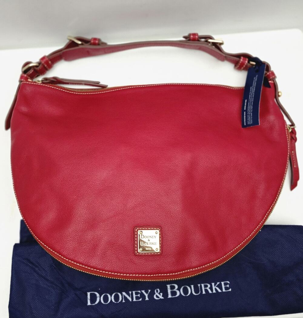 Dooney & Bourke Large Luna Half Moon Hobo Shoulder Bag Red With Dust Bag NEW